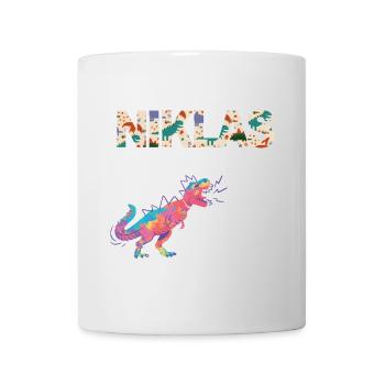 NIKLAS - Schöner Jungen Name mit Dinosaurier - Tasse - Weiß - Vorne