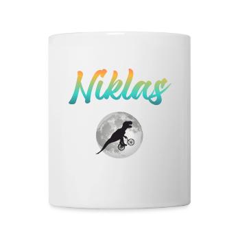 NIKLAS - Beau prénom de garçon avec dinosaure - Mug blanc - blanc - Devant