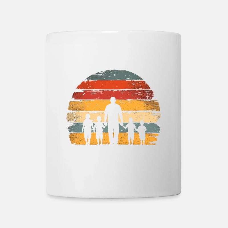 Vatertag Vater mit vier Söhnen retro vintage - Tasse - Weiß