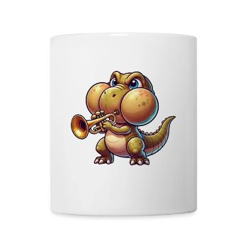 Süßer T-Rex Dinosaurier Trompete Blasmusik - Tasse - Weiß - Vorne