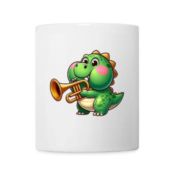 Trex épais avec trompette dessin animé dinosaure musique - Mug blanc - blanc - Devant