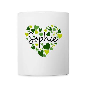 I love Sophie hearts in green - Mug - white - Front