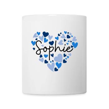 I love Sophie hearts in blue - Mug - white - Front