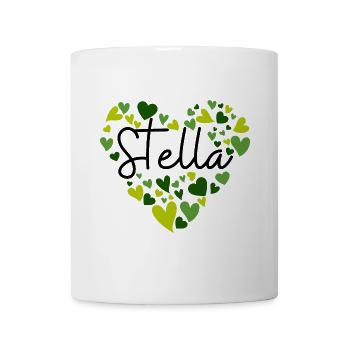 I love Stella hearts in green - Mug - white - Front