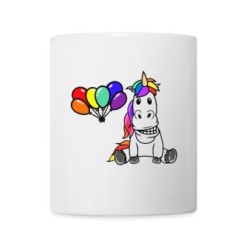 LGBT Einhorn Gay Pride Regenbogen Luftballons - Tasse - Weiß - Vorne