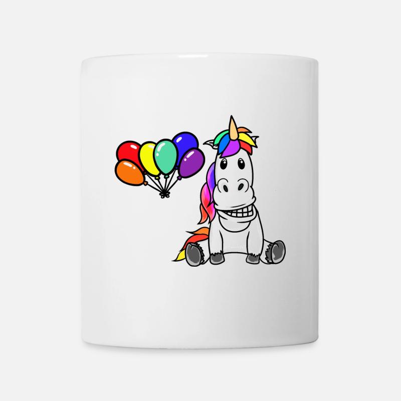 LGBT Einhorn Gay Pride Regenbogen Luftballons - Tasse - Weiß