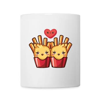 French Fries Couple Love Heart Comic - Mug - white - Front