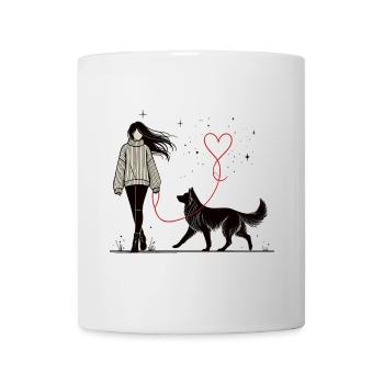 Heart leash – Elegant design for dog lovers - Mug - white - Front