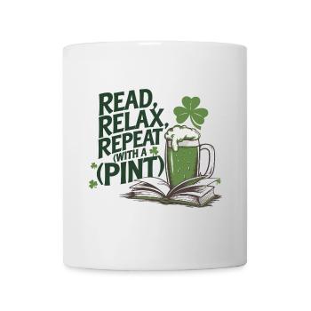 Lisez, détendez-vous, répétez – avec une pinte ! - Mug blanc - blanc - Devant