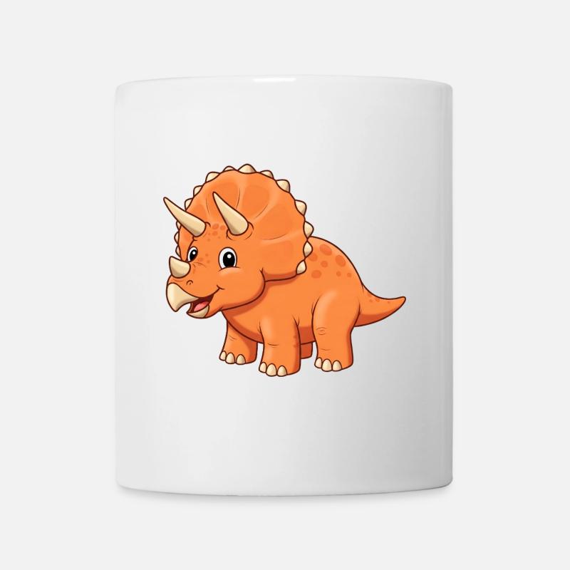Dino Dessin Animé Triceratops - Mug blanc - blanc