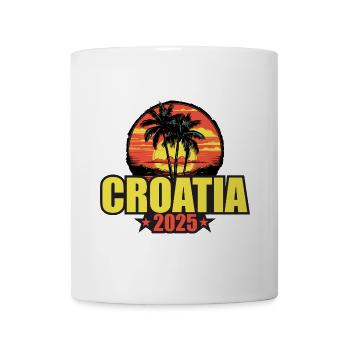 Croatie 2025 Vacances Palmiers Coloré - Mug blanc - blanc - Devant