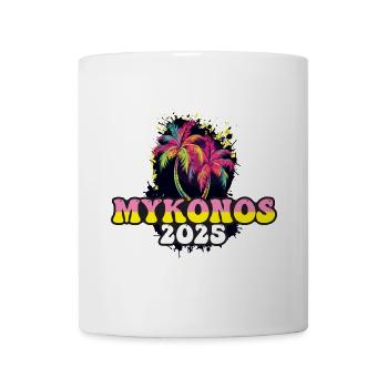 Mykonos 2025 Urlaub Palmen - Tasse - Weiß - Vorne