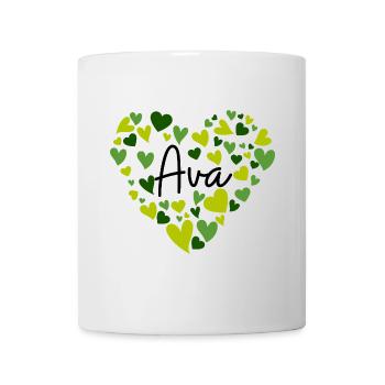 Ava Name Design with Heart-Shaped green Hearts - Mug - white - Front