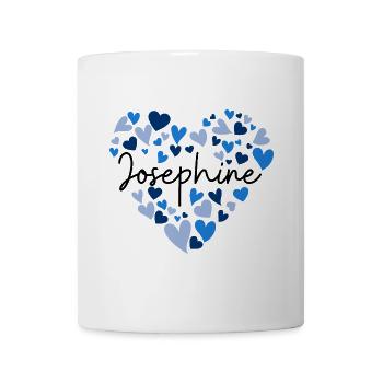 Josephine Name Design with Heart-Shaped blue Heart - Mug - white - Front