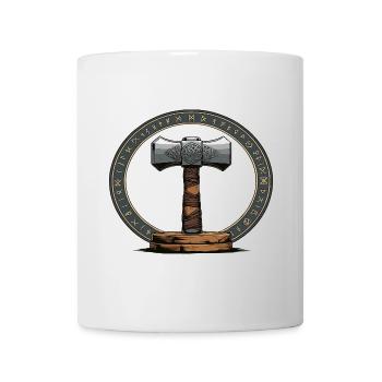 Viking Marteau Guerrier Valhalla Cercle Runique Thor - Mug blanc - blanc - Devant
