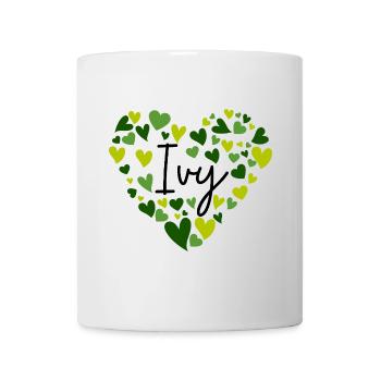 Conception de nom de lierre avec des cœurs verts en forme de cœur - Mug blanc - blanc - Devant