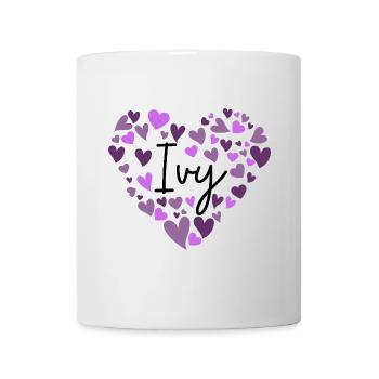 Ivy Name Design with Heart-Shaped purple Hearts - Mug - white - Front