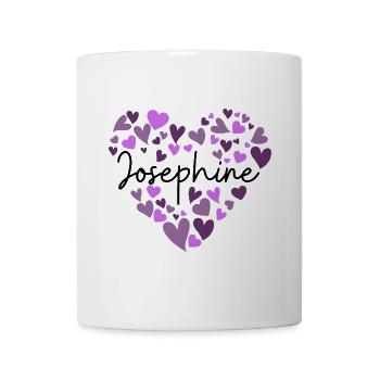 Josephine Namensdesign mit herzförmiger lila Hea - Tasse - Weiß - Vorne