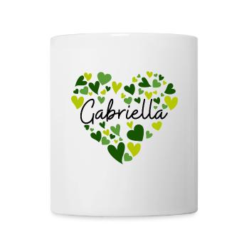 gabriella Name Design with Heart-Shaped green Hear - Mug - white - Front