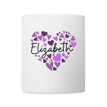 Elizabeth Namensdesign mit herzförmiger lila Hea - Tasse - Weiß - Vorne