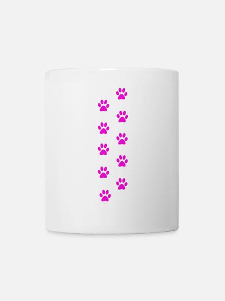 Pink Cat Paw Print Pattern - Mug - white