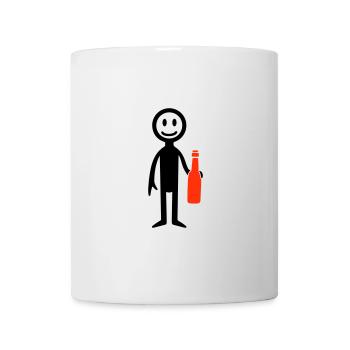 Bier Trinken Strichmännchen - Tasse - Weiß - Vorne