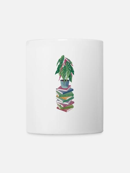 Trout begonia on stack of books - Mug - white