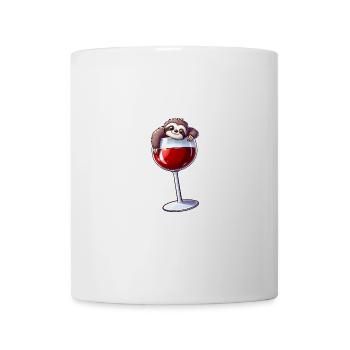 Cute Sloth Cartoon with Red Wine - Mug - white - Front