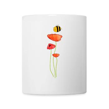 Mohn mit Biene - Tasse - Weiß - Vorne