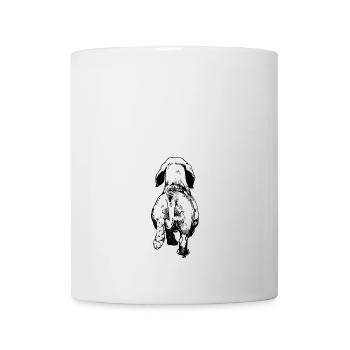 Dachshund Dog Drawing from Behind Dog - Mug - white - Front