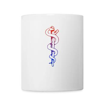 Aesculapius rouge-bleu | Bâtonnet d'Asclépios rouge-bleu - Mug blanc - blanc - Devant