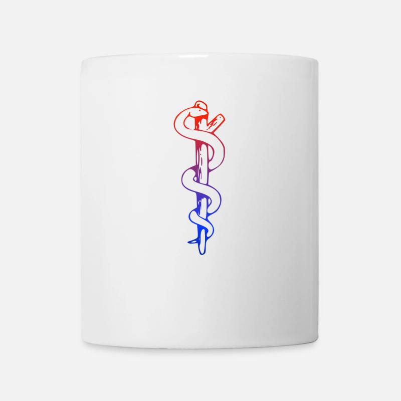 Aesculapius rouge-bleu | Bâtonnet d'Asclépios rouge-bleu - Mug blanc - blanc