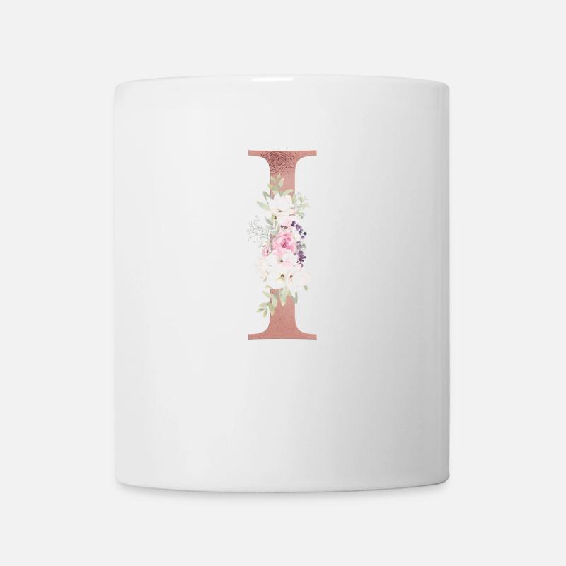 Personalisierbar Monogramm I Floral - Tasse - Weiß
