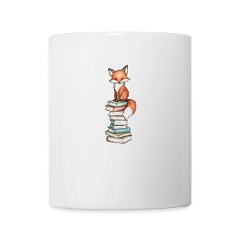 Fox on stack of books - Mug - white - Front