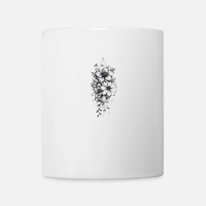 Tatouage de fleurs tribales noir blanc - Mug blanc - blanc