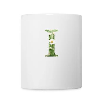 Letter I, Monogram, Floral Pattern - Mug - white - Front