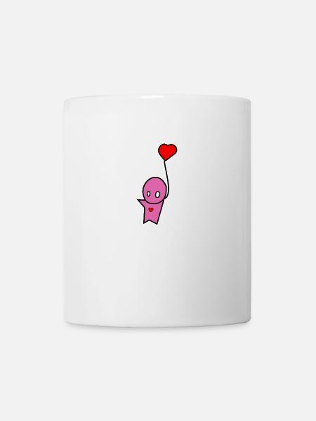 Rosa Figur Herz - Tasse - Weiß