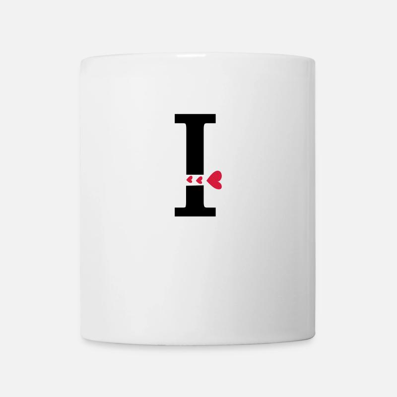 lettre majuscule I avec des coeurs - Mug blanc - blanc