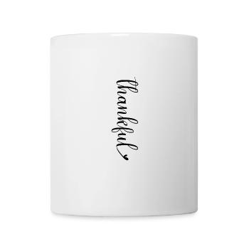 Elegante Handlettering Schriftzug thankful dankbar - Tasse - Weiß - Vorne