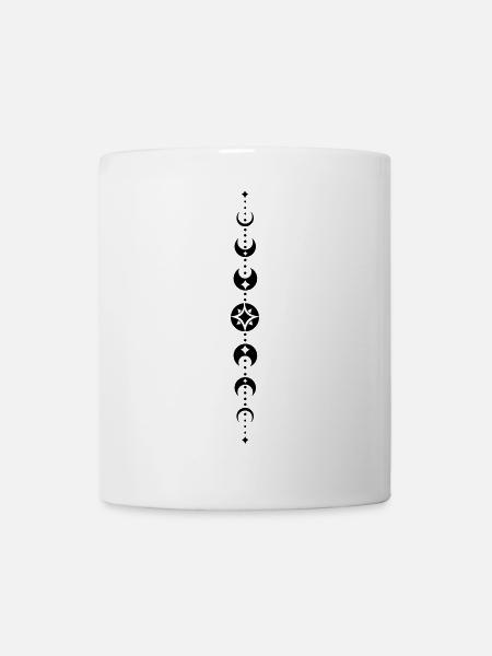 Totem avec phases de lune et étoiles. Noir. - Mug blanc - blanc
