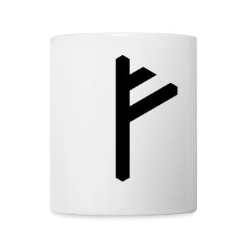 Rune: Fehu ᚠ (F), Quantum Runes Futhark 0 © - Tasse - Weiß - Vorne