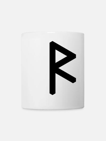 Rune: Raidho ᚱ (R), Quantum Runes Futhark 0 © - Mug blanc - blanc