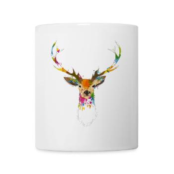 Colorful Deer Head – Watercolor & Graffiti Design - Mug - white - Front