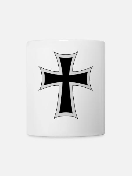 Ritterliches Kreuz-Design Shirt - Tasse - Weiß