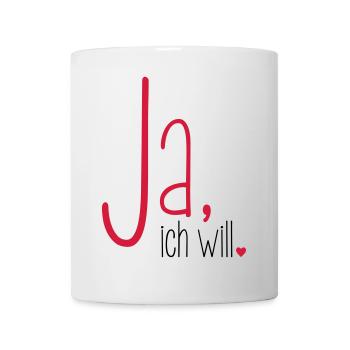 Ja ich will - Junggesellenabschied Braut Bräutigam - Tasse - Weiß - Vorne
