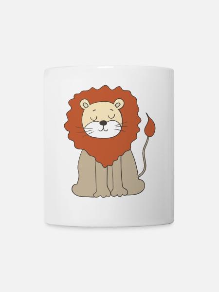 Kuscheliger Löwe Cartoon - Tasse - Weiß