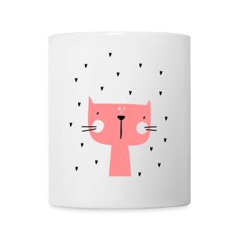 Katze mit Herzen - Tasse - Weiß - Vorne