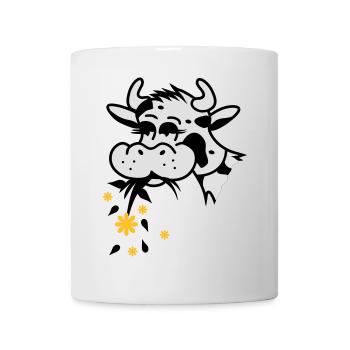 Kuh frisst Blumenstrauss - Tasse - Weiß - Vorne