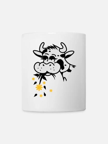 Une vache mange bouquet - Mug blanc - blanc