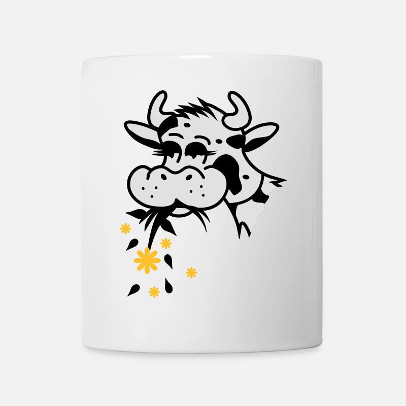 Une vache mange bouquet - Mug blanc - blanc